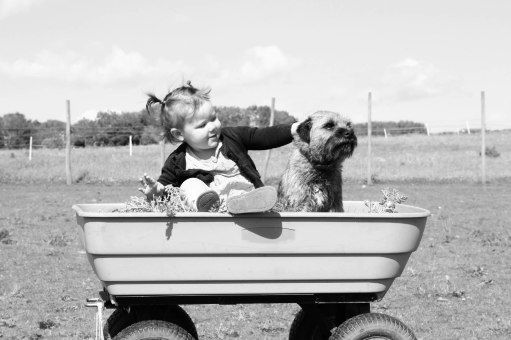 toddler and dog